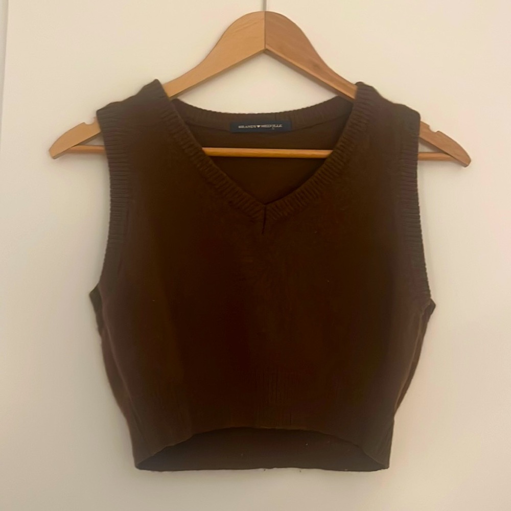 Brown Cropped Sweater Vest Brandy Melville